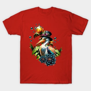 Funny pelican with steampunk hat T-Shirt